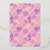 かわいいフローラテディベア高茶ベビーシャワー 箔招待状 (裏面)