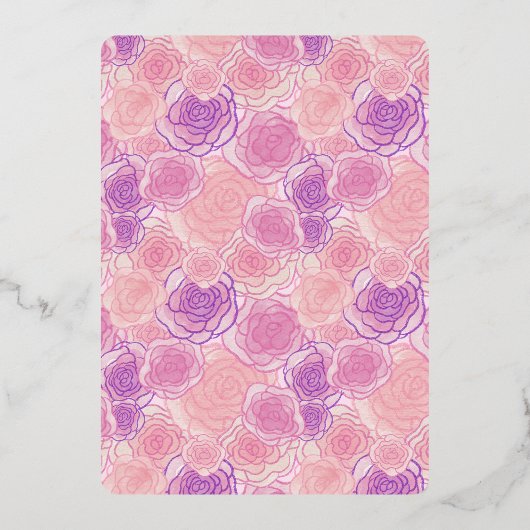 かわいいフローラテディベア高茶ベビーシャワー 箔招待状 (裏面)