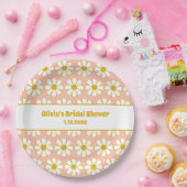 かわいいフローラデイジーパターンマスタードピンク ペーパープレート (パーティー)