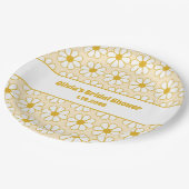 かわいいフローラデイジーパターンマスタードホワイトクリーム ペーパープレート (アングル)