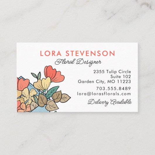 かわいいフローラデザイナーフローリスト 名刺 (正面)