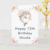 かわいいフローラドルフィンバースデーパーティー カード (黄色い花)