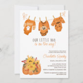 かわいいフローラハロウィーン小さなブーブベイビーシャワー 招待状 (正面)