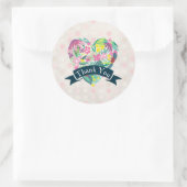 かわいいフローラハートと熱帯花ありがとう ラウンドシール (バッグ)