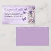 かわいいフローラバタフライおむつラッフルベビーシャワー エンクロージャーカード (正面/裏面)