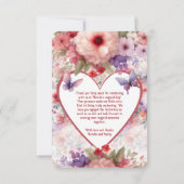 かわいいフローラバタフライガーデンフェアリー最初の誕生日 サンキューカード (裏面)