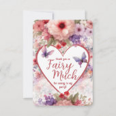 かわいいフローラバタフライガーデンフェアリー最初の誕生日 サンキューカード (正面)