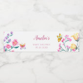 かわいいフローラバタフライガーデンベビーシャワー ペットボトルラベル (シングルラベル)