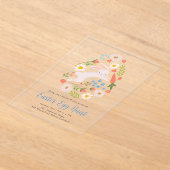 かわいいフローラバニーイースターエッグ狩り アクリル招待状 (レイダウン)