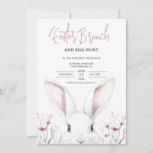 かわいいフローラバニーイースターブランチと卵狩り 招待状 (正面)