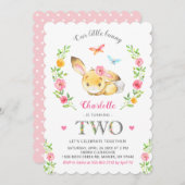 かわいいフローラバニーガールズ2ndバースデーパーティー 招待状 (正面/裏面)