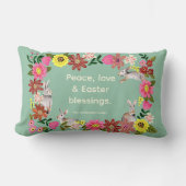 かわいいフローラバニーピースラブイースター恵み ランバークッション (正面)