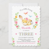 かわいいフローラバニー女子3rd誕生日パーティー 招待状 (正面)