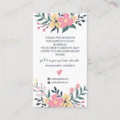 かわいいフローラバンチ腕イラストレーション感謝していユー 名刺 (裏面)