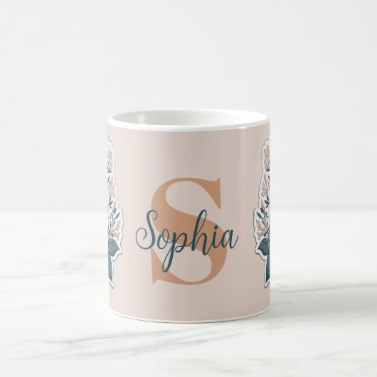 かわいいフローラパステルカラーカスタマイズ コーヒーマグカップ (中央)