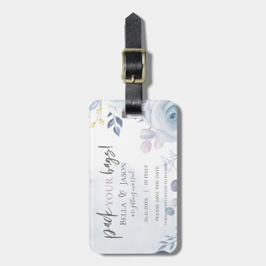 かわいいフローラパックあなたバッグ結婚式の日付を保存 ラゲッジタグ (正面縦)