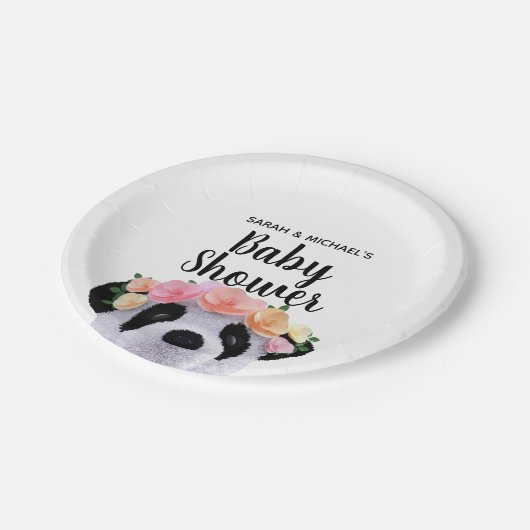 かわいいフローラパンダクマ赤ちゃんシャワー紙プレート ペーパープレート (アングル)