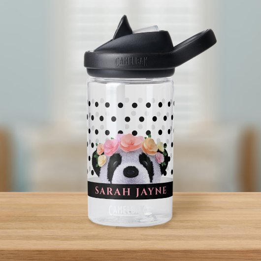 かわいいフローラパンダベアーガール水玉模様 ウォーターボトル