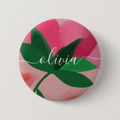 かわいいフローラパーソナライズされた名のバックパックボタン 缶バッジ (正面)