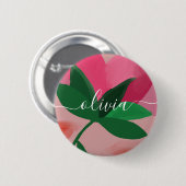 かわいいフローラパーソナライズされた名のバックパックボタン 缶バッジ (正面&裏面)