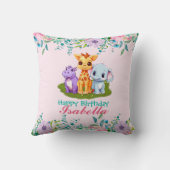かわいいフローラヒッポサファリジャングルアニマルズ誕生日 クッション (裏面)