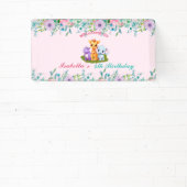 かわいいフローラヒッポサファリジャングルアニマルズ誕生日 横断幕 (インサイチュ)