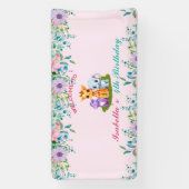 かわいいフローラヒッポサファリジャングルアニマルズ誕生日 横断幕 (縦)