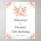 かわいいフローラヒトデ誕生日パーティーへようこそ ポスター (正面)