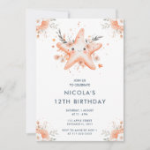 かわいいフローラヒトデ誕生日パーティー 招待状 (正面)