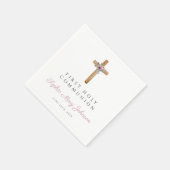 かわいいフローラピンククロスガールファースト・コミュニオン スタンダードカクテルナプキン (角)