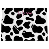 かわいいフローラピンクホーリーカウレザー1st誕生日 ラージペーパーバッグ (正面)