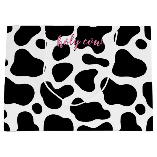 かわいいフローラピンクホーリーカウレザー1st誕生日 ラージペーパーバッグ (正面)