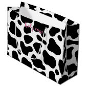 かわいいフローラピンクホーリーカウレザー1st誕生日 ラージペーパーバッグ (正面アングル)