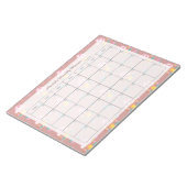 かわいいフローラピンクマッシュルーム月プランナー名 ノートパッド (アングル)