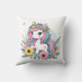かわいいフローラファンタジーユニコーンガールの魅力世界 クッション (裏面)