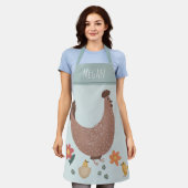 かわいいフローラファームチキンキッチン エプロン (着用した状態)