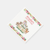 かわいいフローラファーム動物ガールバースデーパーティー スタンダードカクテルナプキン (角)