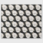 かわいいフローラフレームブライダルシャワーパーソナライズされたブラック ラッピングペーパー (フラット)