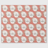 かわいいフローラフレームブライダルシャワー（名前あり） |日付 ラッピングペーパー (フラット)