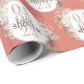 かわいいフローラフレームブライダルシャワー（名前あり） |日付 ラッピングペーパー (ロールコーナー)
