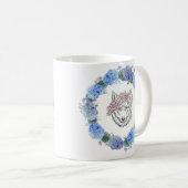かわいいフローラブルーアジサイ狼マグカップ コーヒーマグカップ (正面右)