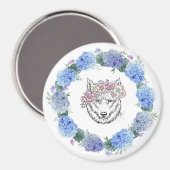 かわいいフローラブルーアジサイ狼マグネット マグネット (正面/裏面)