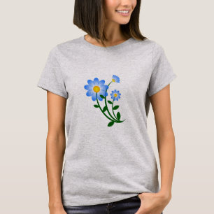 かわいいフローラブルー春フラワーTシャツ Tシャツ