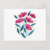 かわいいフローラブーケ – マゼンタとティール（緑がかった色） ポストカード (正面)
