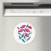 かわいいフローラブーケ – マゼンタとティール（緑がかった色） マグネット (インサイチュ (食洗機))