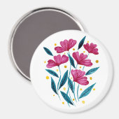 かわいいフローラブーケ – マゼンタとティール（緑がかった色） マグネット (正面/裏面)