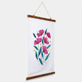 かわいいフローラブーケ – マゼンタとティール(緑がかった色) 吊り下げ型タペストリー (傾斜あり)