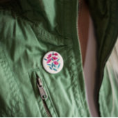 かわいいフローラブーケ – マゼンタとティール（緑がかった色） 缶バッジ