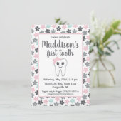 かわいいフローラベビーガールの歯のパーティー 招待状 (スタンド正面)
