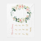 かわいいフローラベビーガールマイルストーン毎月ベビー フリースブランケット (正面)